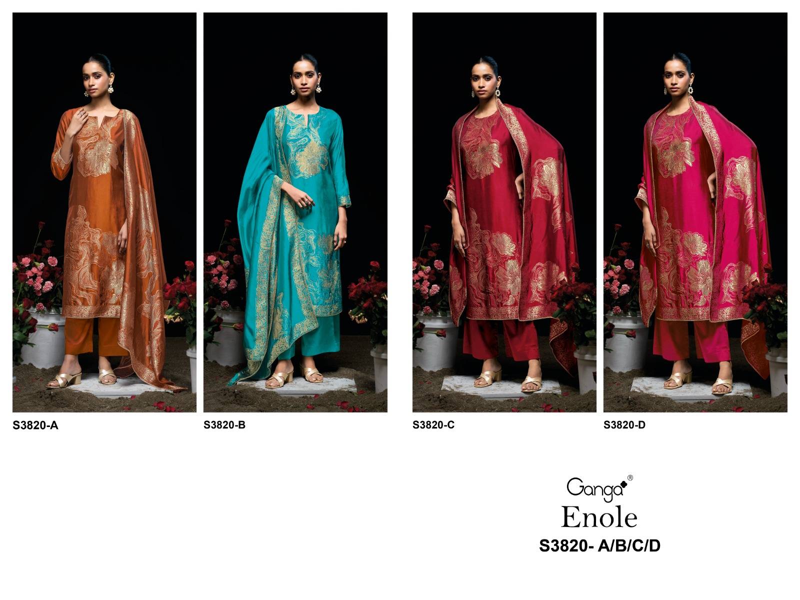 ENOLE 3820 Series By GANGAFASHION Stylish Beautiful Colourful PURE VISCOSE Dresses At Wholesale Price